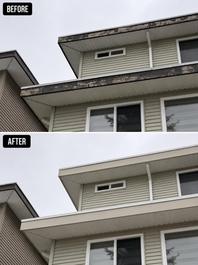Roof overhang maintenance before and after