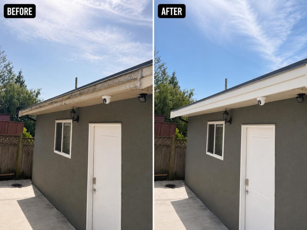 Before and after fascia and soffit restoration