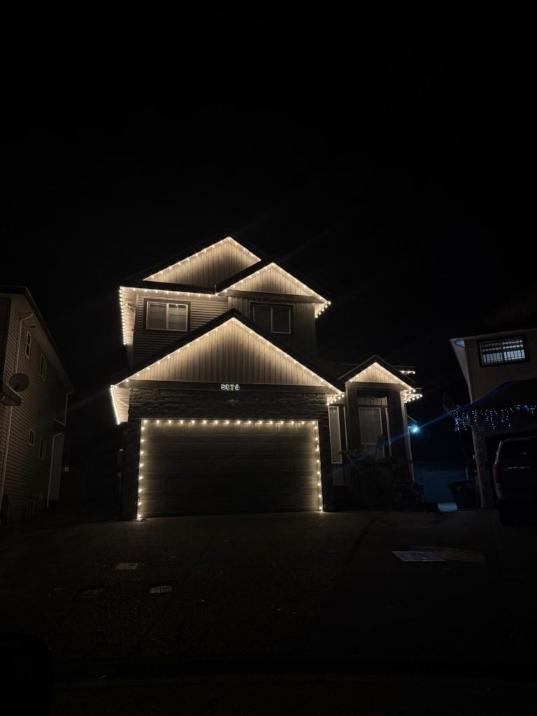 House with warm exterior LED lights